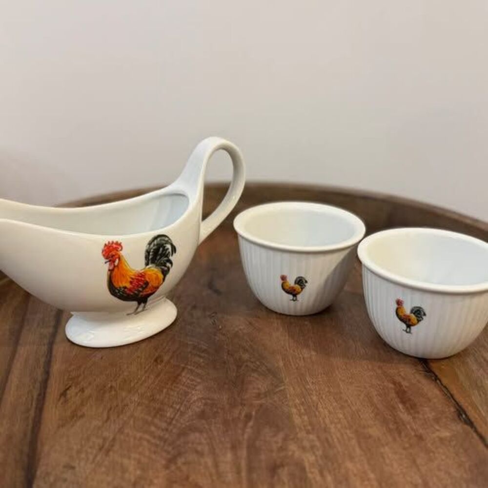 BIA Cordon Bleu Rooster Gravy Boat and Ramekins